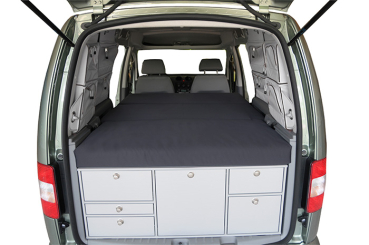 VanEssa mobilcamping Sleeping system in addition to kitchen - VW Caddy Maxi 3 / 4 in the boot of the car